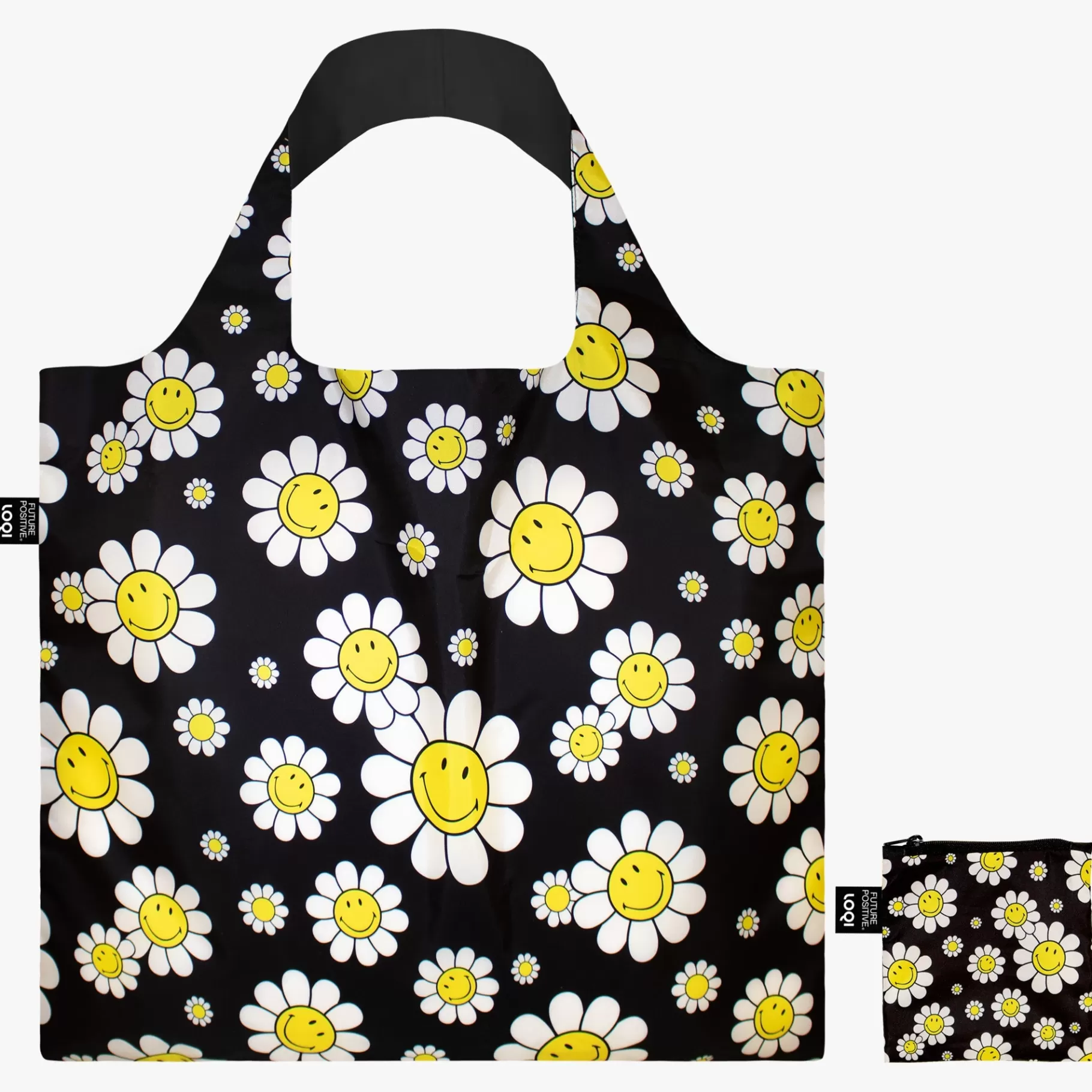 LOQI SMILEY Flowers Sac recyclé noir* Sacs