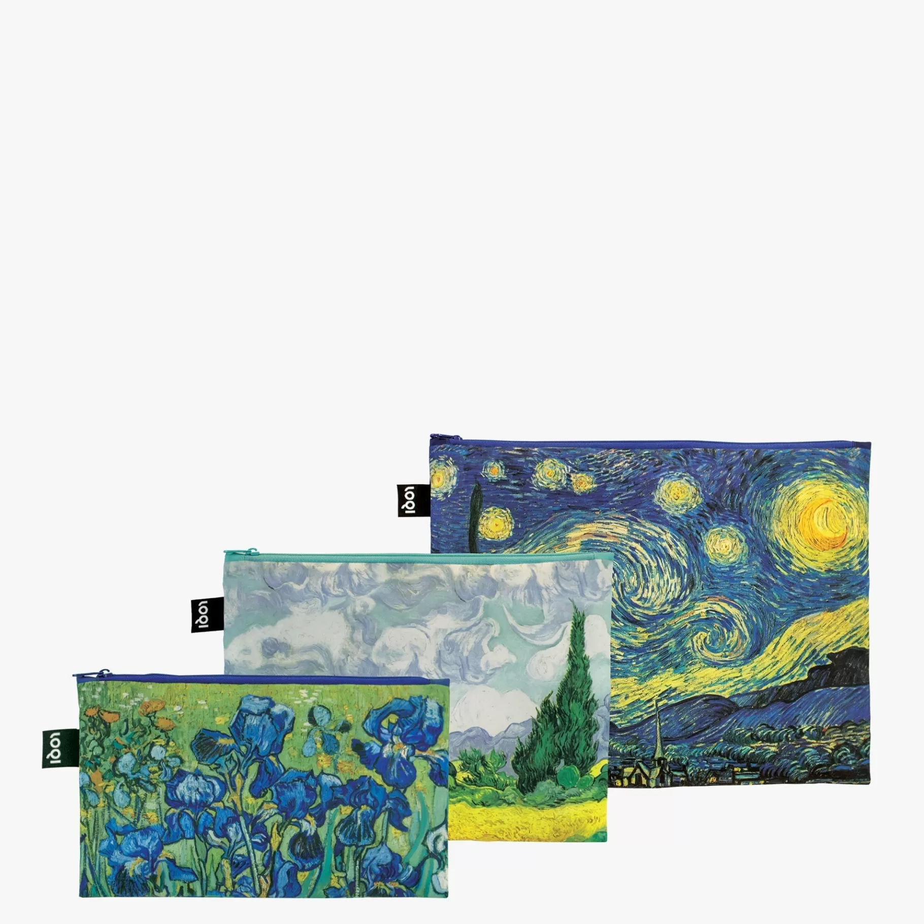LOQI VINCENT VAN GOGH Nuit étoilée, champ de blé, iris Pochettes zippées recyclées* Poches Zippées